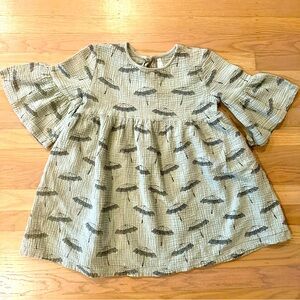 Rylee + Cru Umbrella Sage Green Girls Babydoll Dress Size 8/9